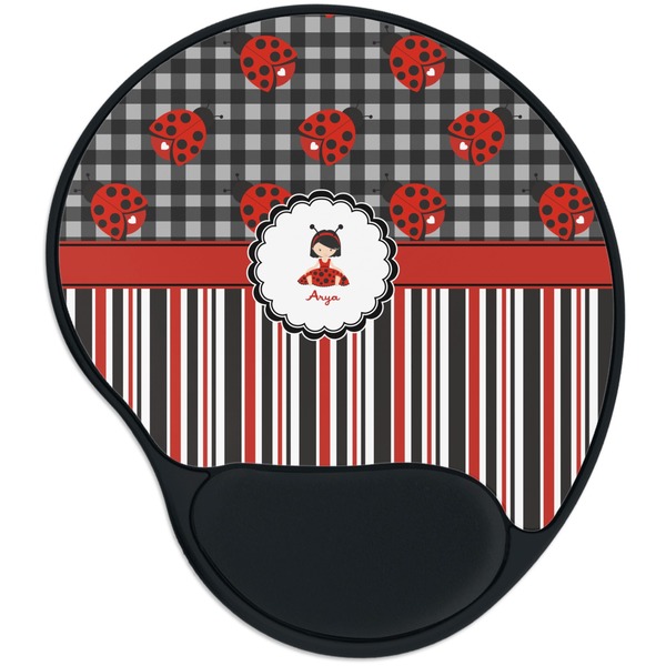 Custom Ladybugs & Stripes Mouse Pad with Wrist Support