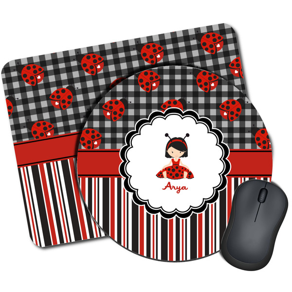 Custom Ladybugs & Stripes Mouse Pad (Personalized)