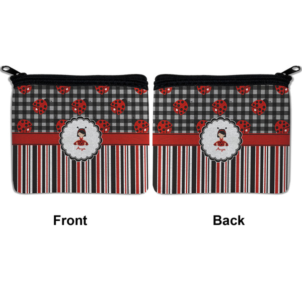 Ladybugs & Stripes Neoprene Coin Purse - Front & Back (APPROVAL)
