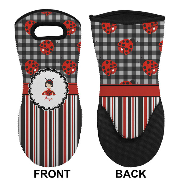 Ladybugs & Stripes Neoprene Oven Mitt (Front & Back)