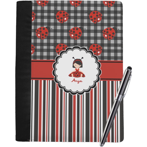 Custom Ladybugs & Stripes Notebook Padfolio - Large w/ Name or Text
