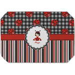 Ladybugs & Stripes Dining Table Mat - Octagon (Single-Sided) w/ Name or Text