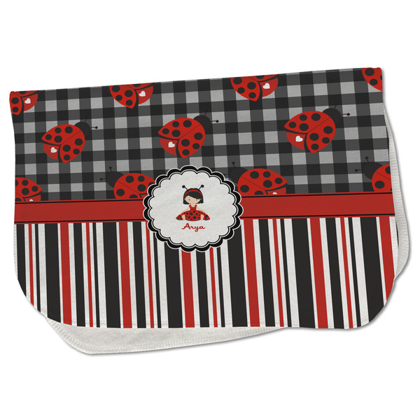Custom Ladybugs & Stripes Burp Cloth - Fleece w/ Name or Text