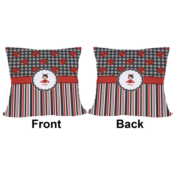 Ladybugs & Stripes Outdoor Pillow - 16x16