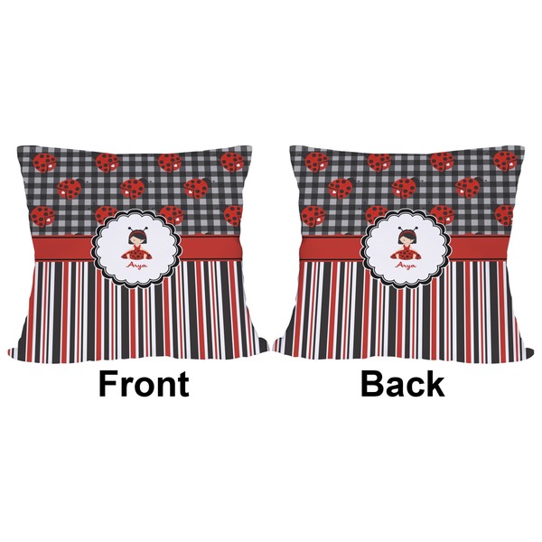 Ladybugs & Stripes Outdoor Pillow - 18x18