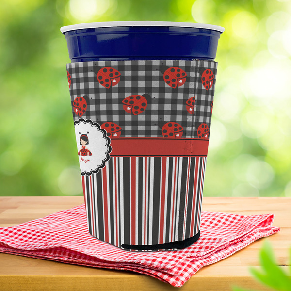 Ladybugs & Stripes Party Cup Sleeves - with bottom - Lifestyle
