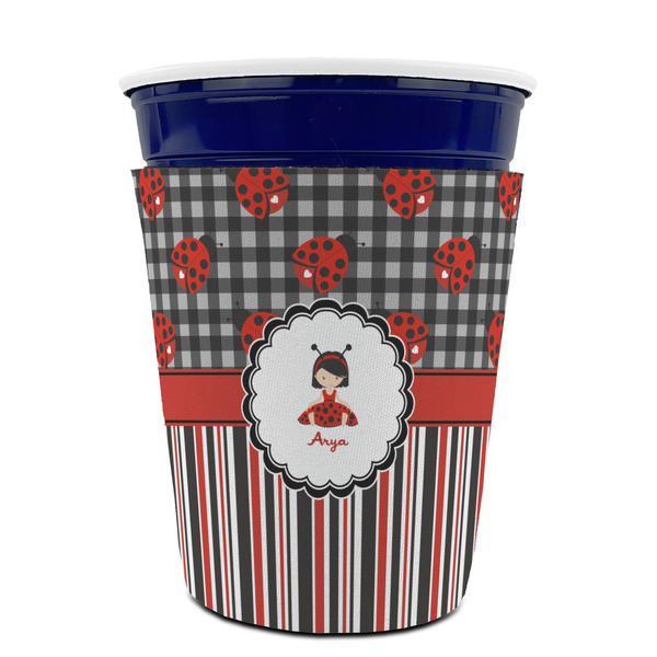 Ladybugs & Stripes Party Cup Sleeves - without bottom - FRONT (on cup)