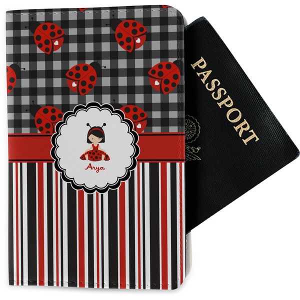Custom Ladybugs & Stripes Passport Holder - Fabric (Personalized)