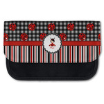 Ladybugs & Stripes Canvas Pencil Case w/ Name or Text