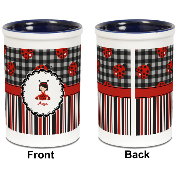 Ladybugs & Stripes Pencil Holder - Blue - approval