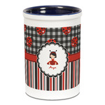 Ladybugs & Stripes Ceramic Pencil Holders - Blue
