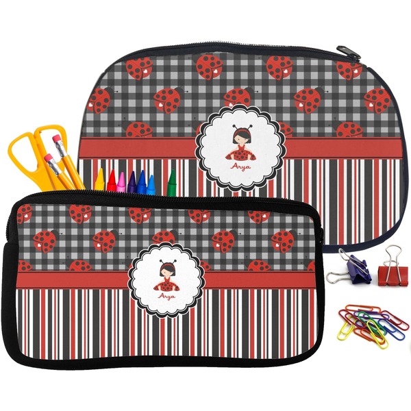 Ladybugs & Stripes Pencil / School Supplies Bags Small and Medium