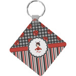 Ladybugs & Stripes Diamond Plastic Keychain w/ Name or Text