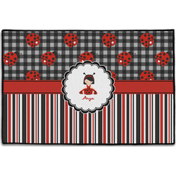 Ladybugs & Stripes Door Mat - 36"x24" (Personalized)