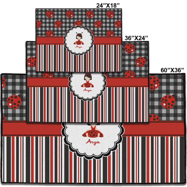 Ladybugs & Stripes Personalized Door Mat - Group Parent IMF