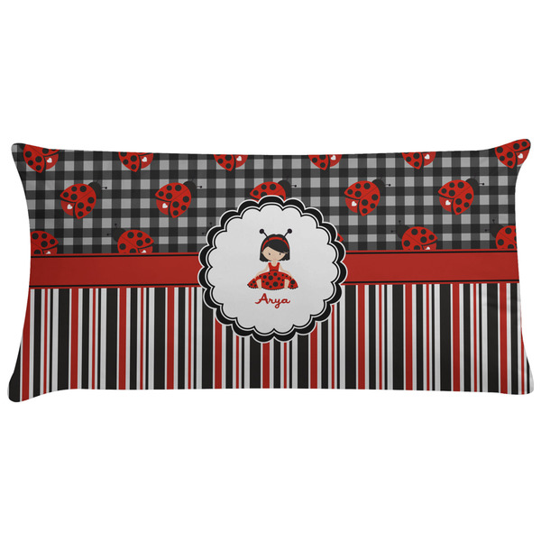 Custom Ladybugs & Stripes Pillow Case - King (Personalized)