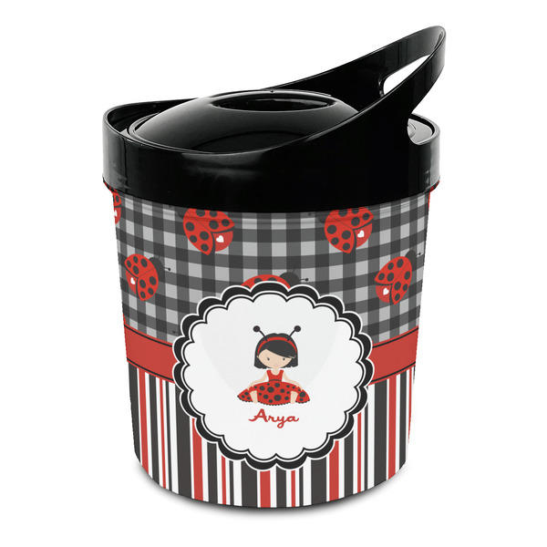 Custom Ladybugs & Stripes Plastic Ice Bucket (Personalized)