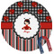 Ladybugs & Stripes Personalized Round Fridge Magnet
