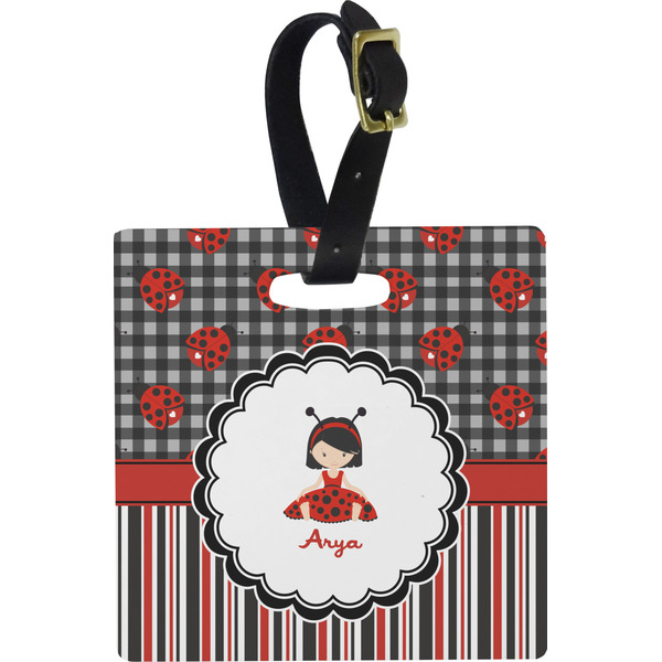 Ladybugs & Stripes Personalized Square Luggage Tag