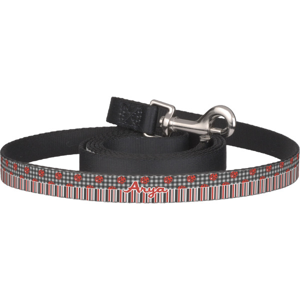 Custom Ladybugs & Stripes Dog Leash (Personalized)
