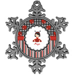 Ladybugs & Stripes Vintage Snowflake Ornament (Personalized)