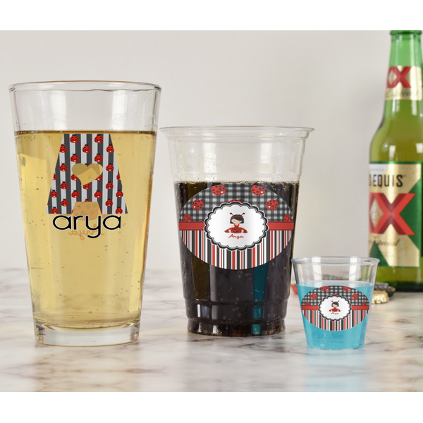 Ladybugs & Stripes Pint Glass - Two Content - In Context