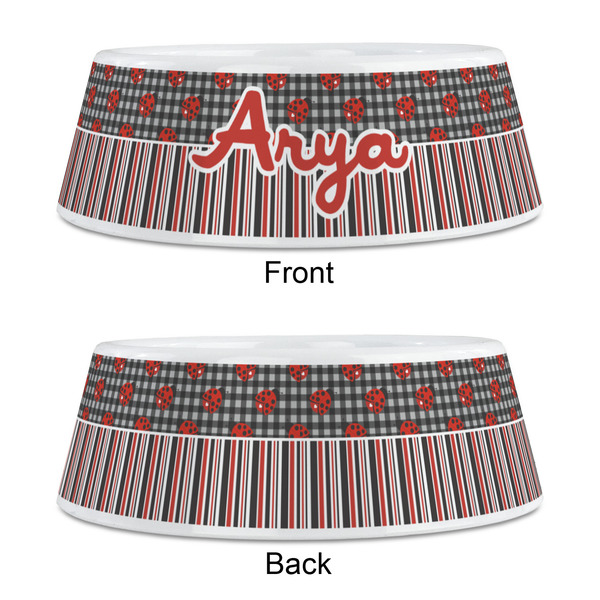 Ladybugs & Stripes Plastic Pet Bowls - Medium - APPROVAL