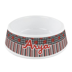 Ladybugs & Stripes Plastic Dog Bowl - Small (Personalized)