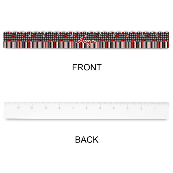 Ladybugs & Stripes Plastic Ruler - 12" - APPROVAL