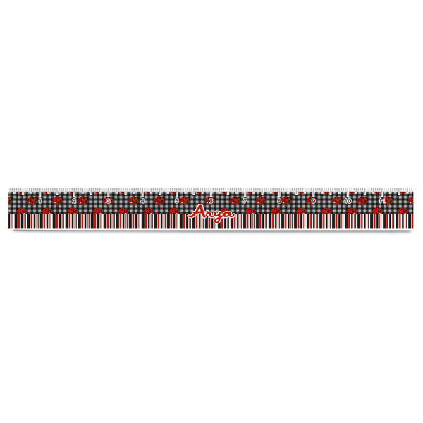 Ladybugs & Stripes Plastic Ruler - 12" - FRONT