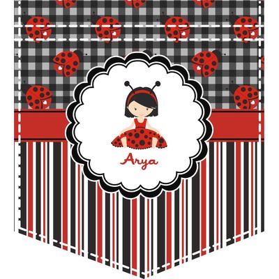 Ladybugs & Stripes Iron On Faux Pocket (Personalized)