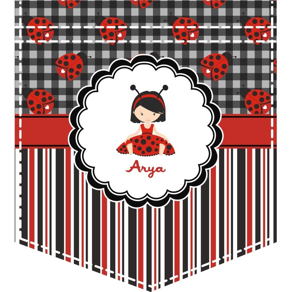 Custom Ladybugs & Stripes Iron On Faux Pocket (Personalized)