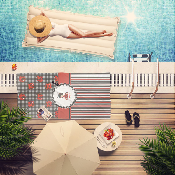 Ladybugs & Stripes Pool Towel Lifestyle