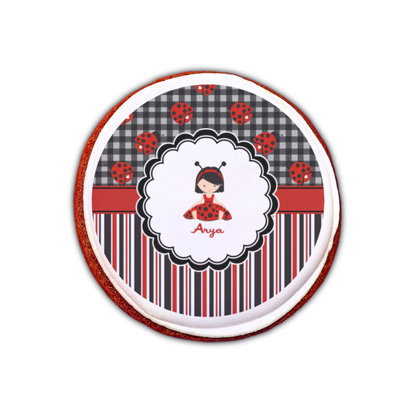 Ladybugs & Stripes Printed Icing Circle - XSmall - On Cookie
