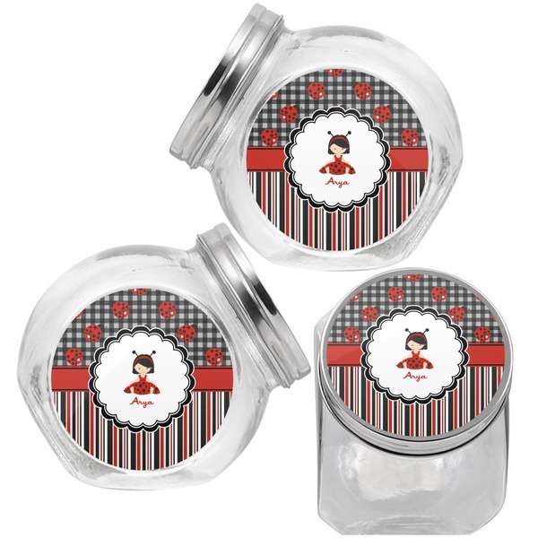 Ladybugs & Stripes Puppy Treat Jar - Top Left Right