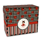 Ladybugs & Stripes Wood Recipe Box - Full Color Print (Personalized)