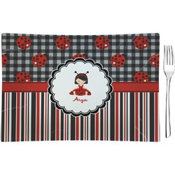 Ladybugs & Stripes Glass Rectangular Appetizer / Dessert Plate (Personalized)