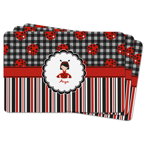 Ladybugs & Stripes Rectangular Fridge Magnet - THREE