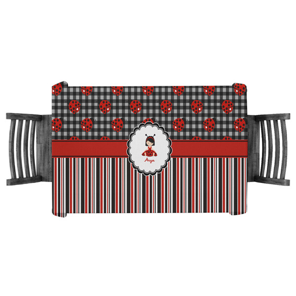 Custom Ladybugs & Stripes Tablecloth - 58"x58" (Personalized)