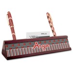 Ladybugs & Stripes Red Mahogany Nameplate with Business Card Holder (Personalized)