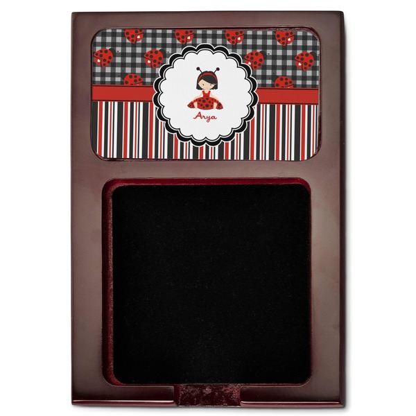Ladybugs & Stripes Red Mahogany Sticky Note Holder - Flat