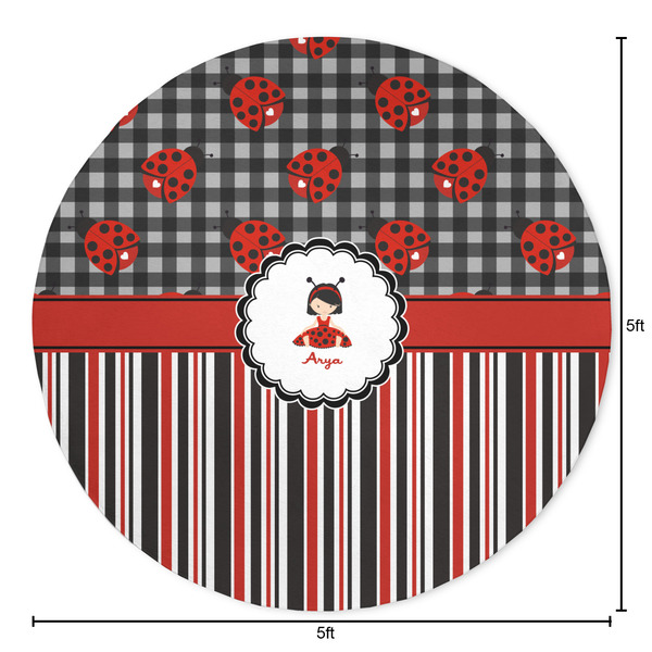 Ladybugs & Stripes Round Area Rug - Size