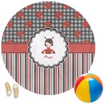 Ladybugs & Stripes Round Beach Towel (Personalized)