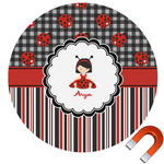 Ladybugs & Stripes Round Car Magnet - 6" (Personalized)