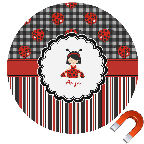 Custom Ladybugs & Stripes Car Magnet (Personalized)