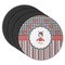 Ladybugs & Stripes Round Rubber Backed Coasters - Set of 4 (Personalized)