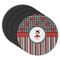 Ladybugs & Stripes Round Rubber Backed Coasters - Set of 4 (Personalized)