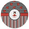 Ladybugs & Stripes Round Rubber Backed Coaster (Personalized)