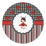 Ladybugs & Stripes Round Decal - Large (Personalized)