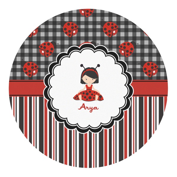 Custom Ladybugs & Stripes Round Decal - Small (Personalized)